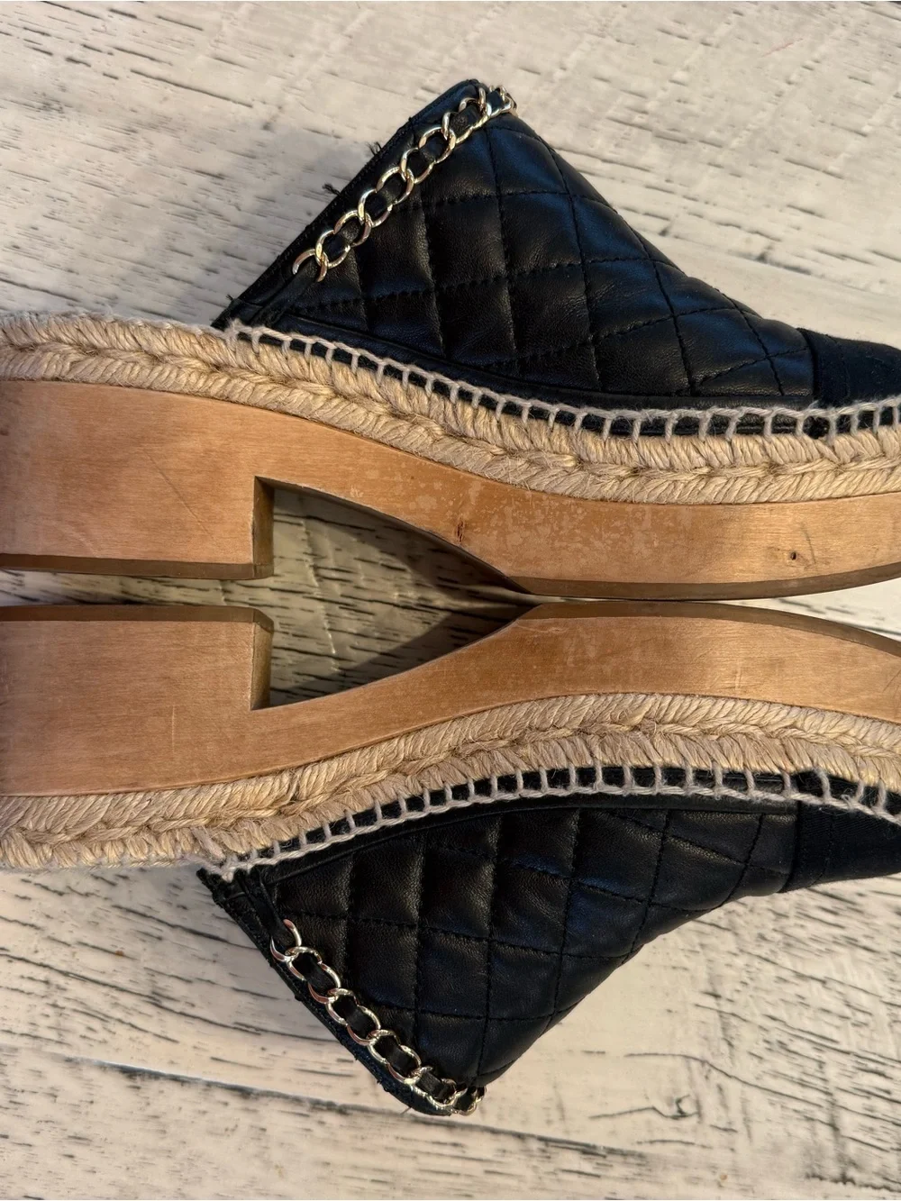 CHANEL Black Quilted Leather Clog
